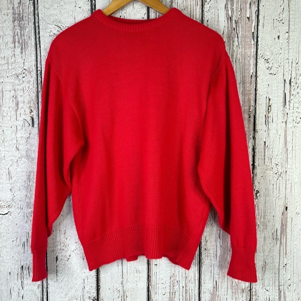 Vintage Picket‎ & Post Red Acrylic Sweater Size Medium Made in U.S.A. Crew Neck